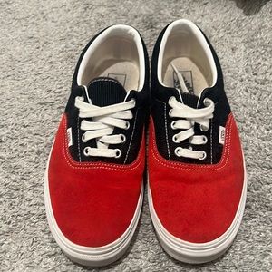 Black and red vans, suede. Shoot best offer :)